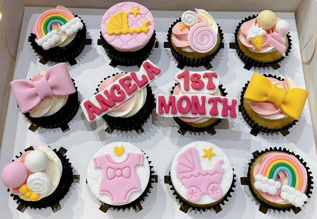 Cute Ribbon Baby Shower/ Full month Cupcake