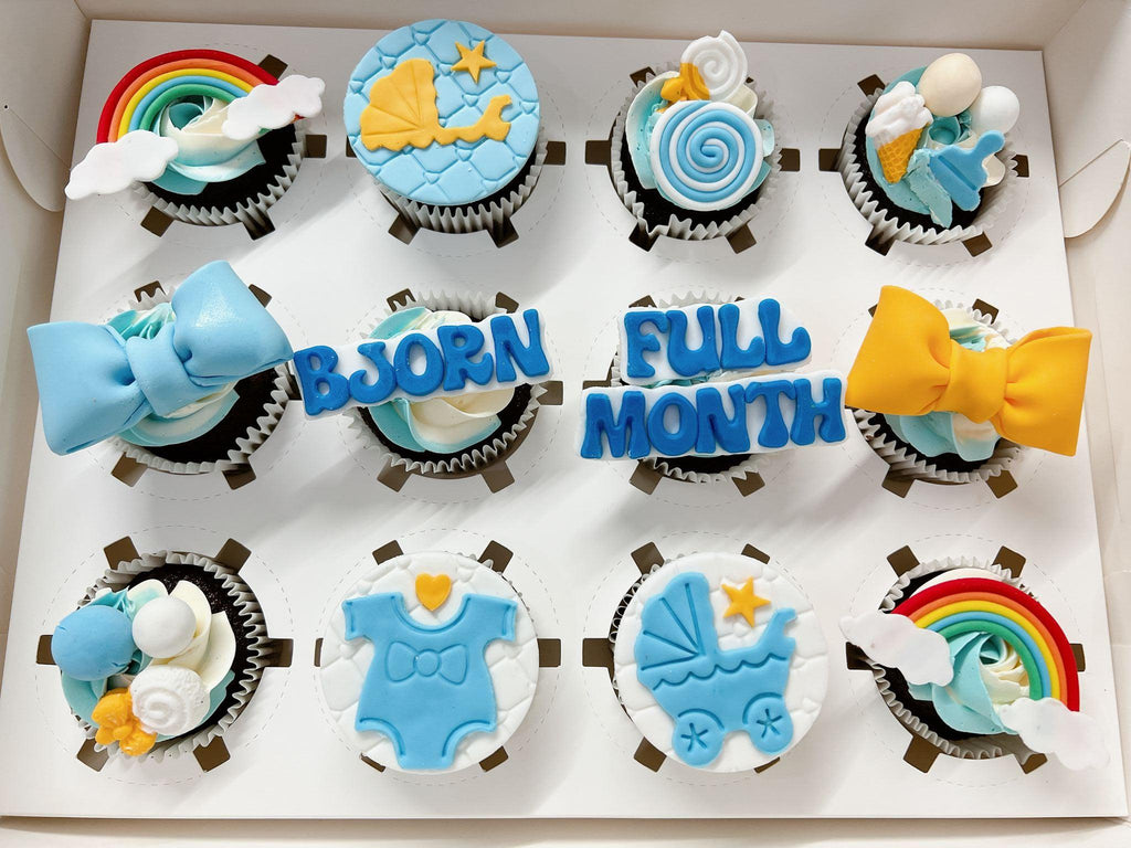 Cute Ribbon Baby Shower/ Full month Cupcake
