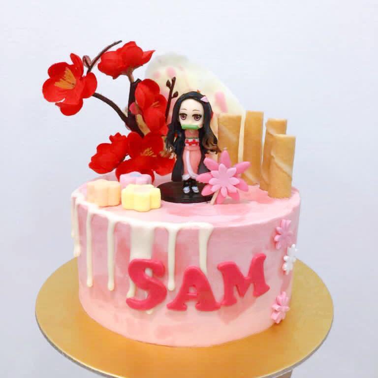 Anime Japanese Cartoon 3d figurine in garden theme cake Singapore  #animecake | The Sensational Cakes