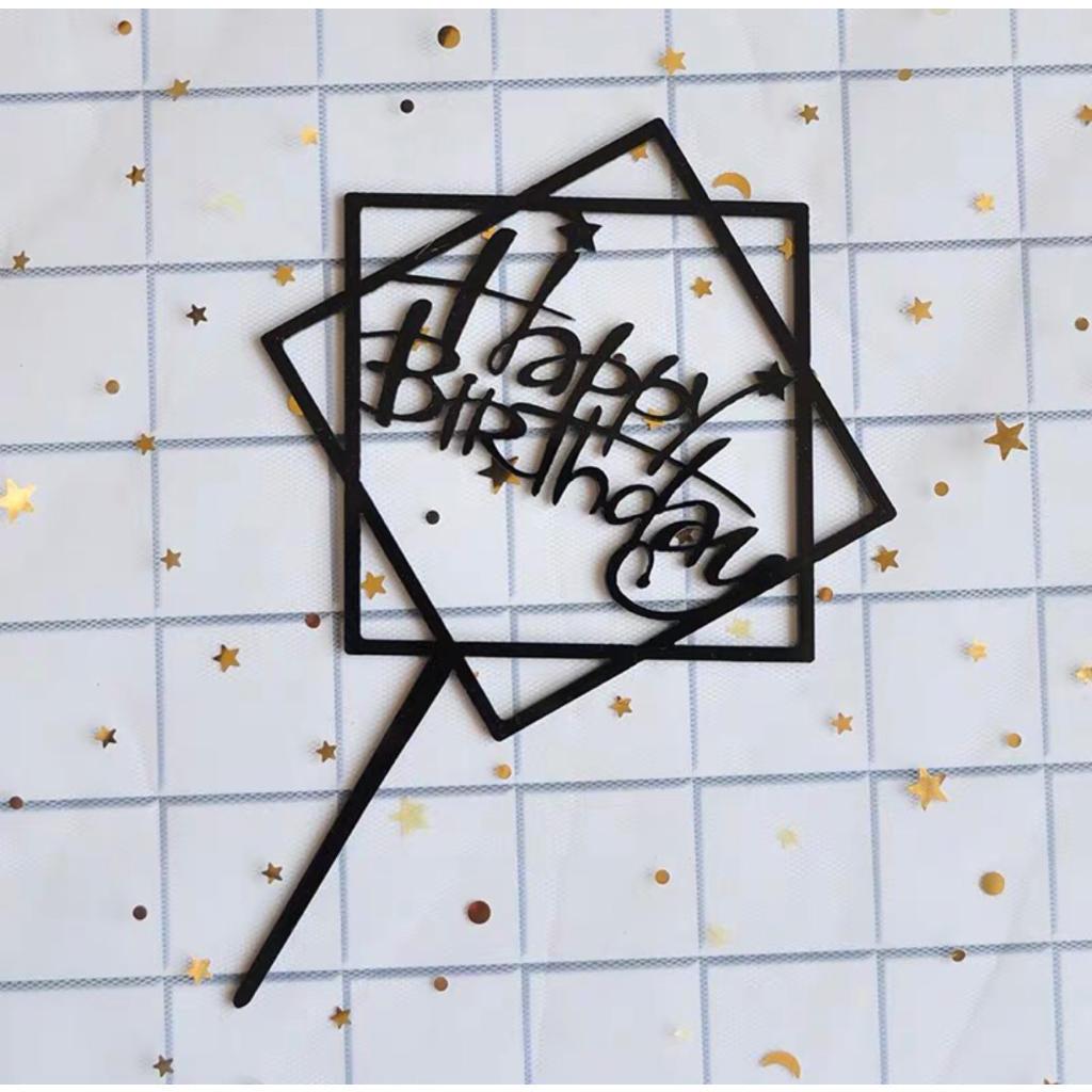 Happy Birthday Cake Topper - Silver Diamond Rhinestone Diamante Pick - Made In UK