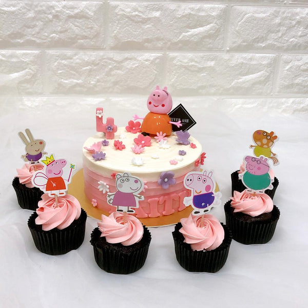 Happy pig Cake+Cupcakes Bundle