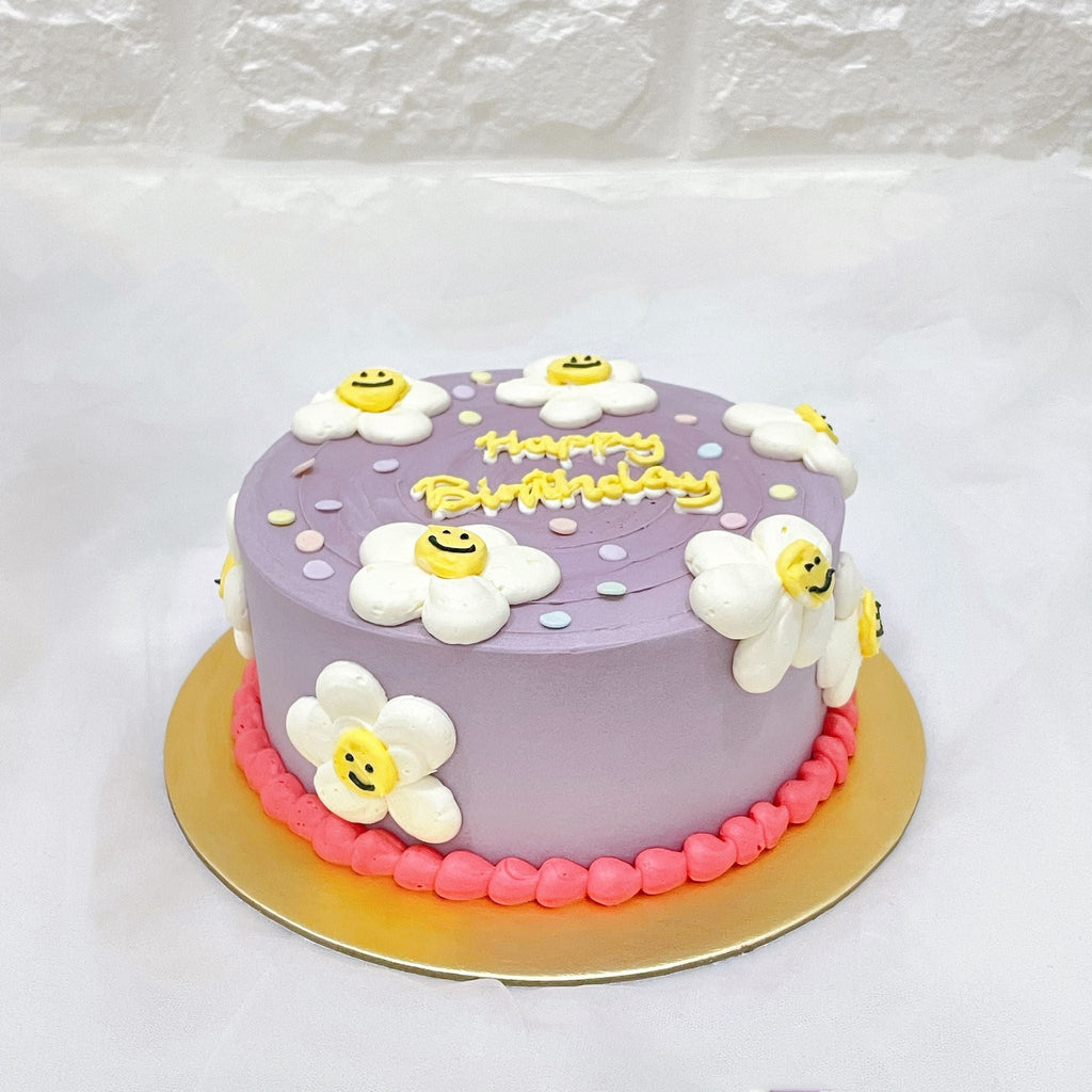 Korean Smile Flowers Minimalist Cake