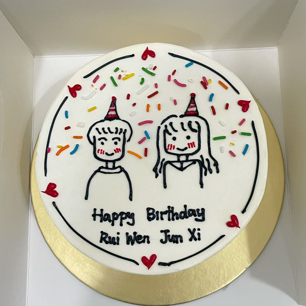 Korean hand drawing characters cake