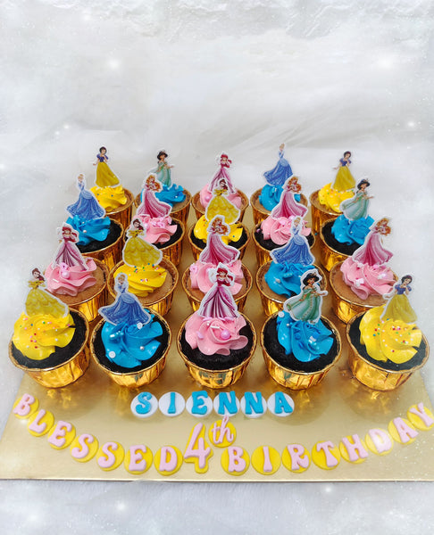 Princess cupcake platter with fondant message