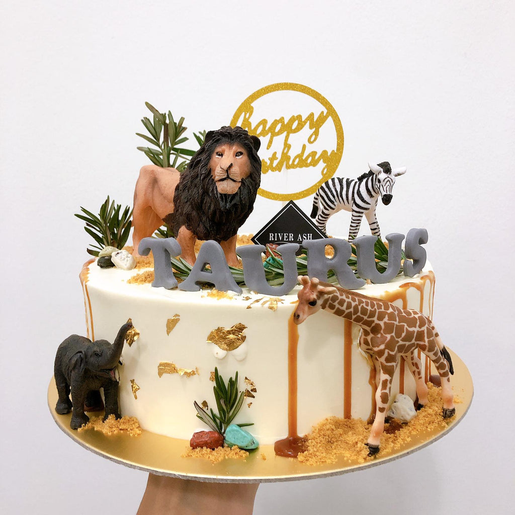 Rustic Safari Animals Cake