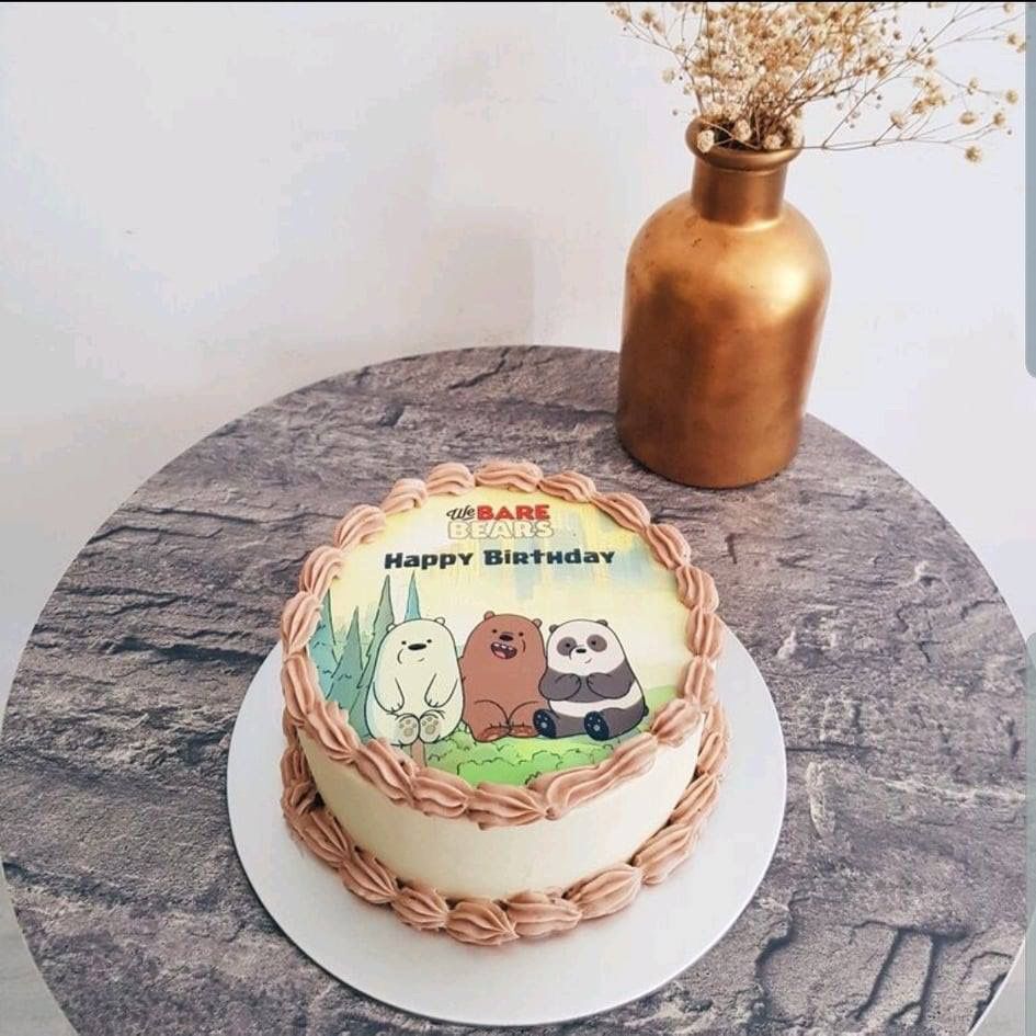 Amazon.com: Cakecery We Bare Bears Edible Cake Image Topper Personalized  Birthday Cake Banner 1/4 Sheet : Grocery & Gourmet Food