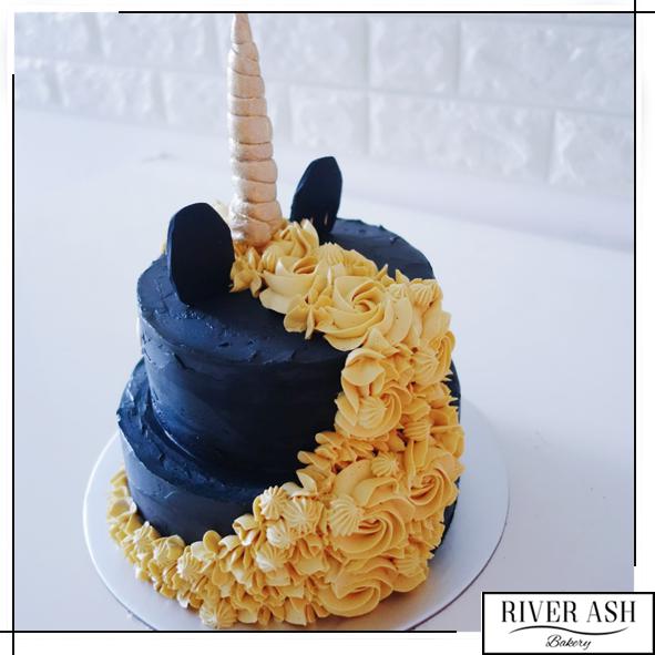 Black and Gold Unicorn Cake