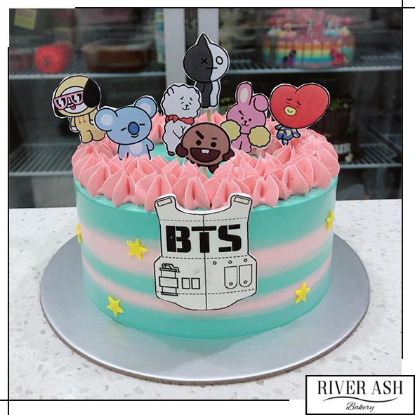 BTS theme cake, Food & Drinks, Homemade Bakes on Carousell
