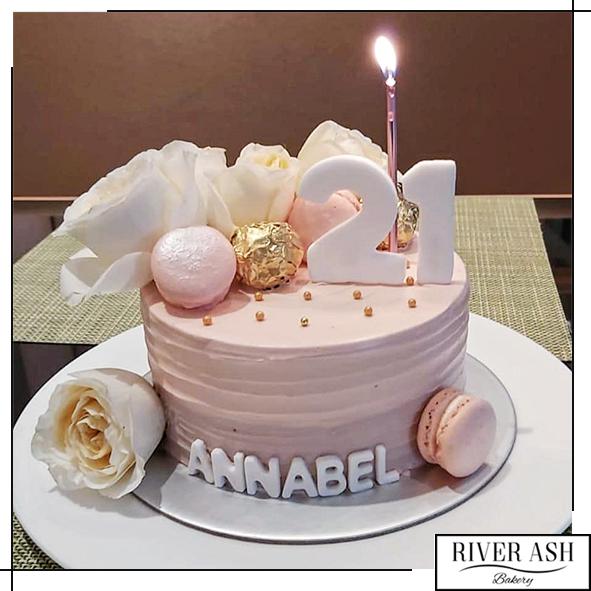 Dusty Pink with Roses Cake