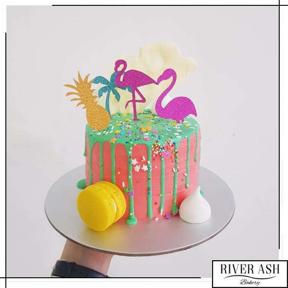 Flamingo Drip Cake