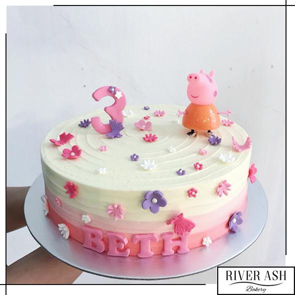 Flowers and Butterflies Pig Cake