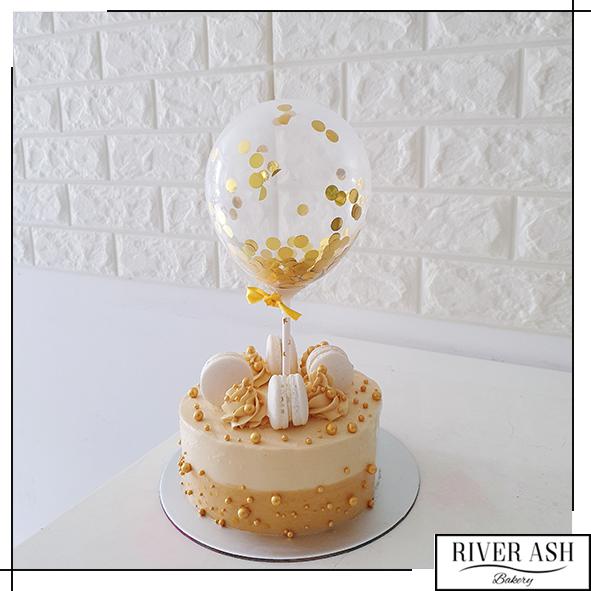 Gold Pearls Gold Confetti Balloon Cake Cake