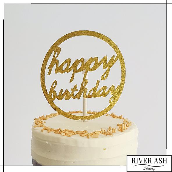 Round HBD Cake Topper (gold)