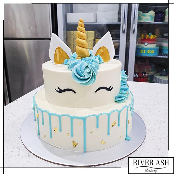 Unicorn 2 tier Birthday Cake (5) | Baked by Nataleen