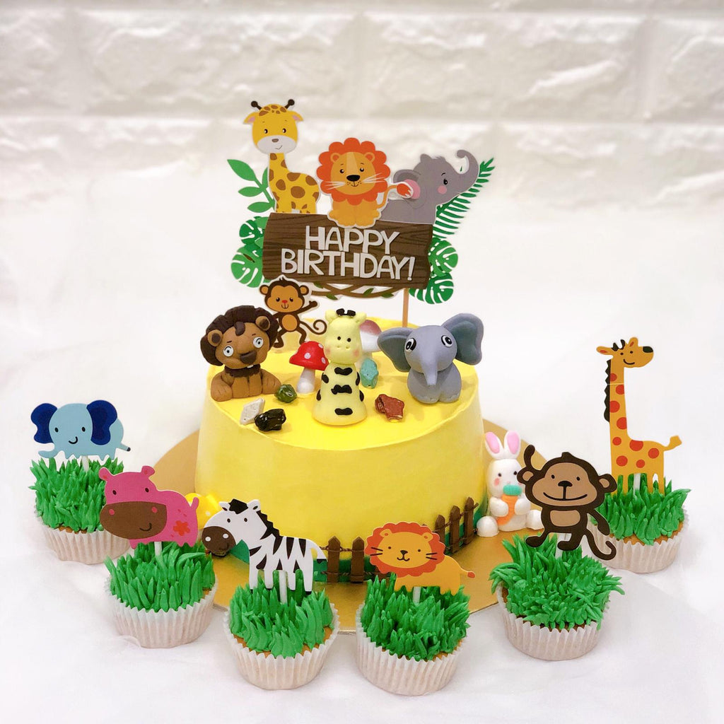 Zoo Animal Cake+Cupcakes Bundle
